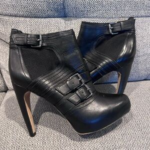 Sam Edelman black leather heel ankle boots buckles kenley size 7.5